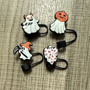 Halloween Ghost and Pumpkin straw covers